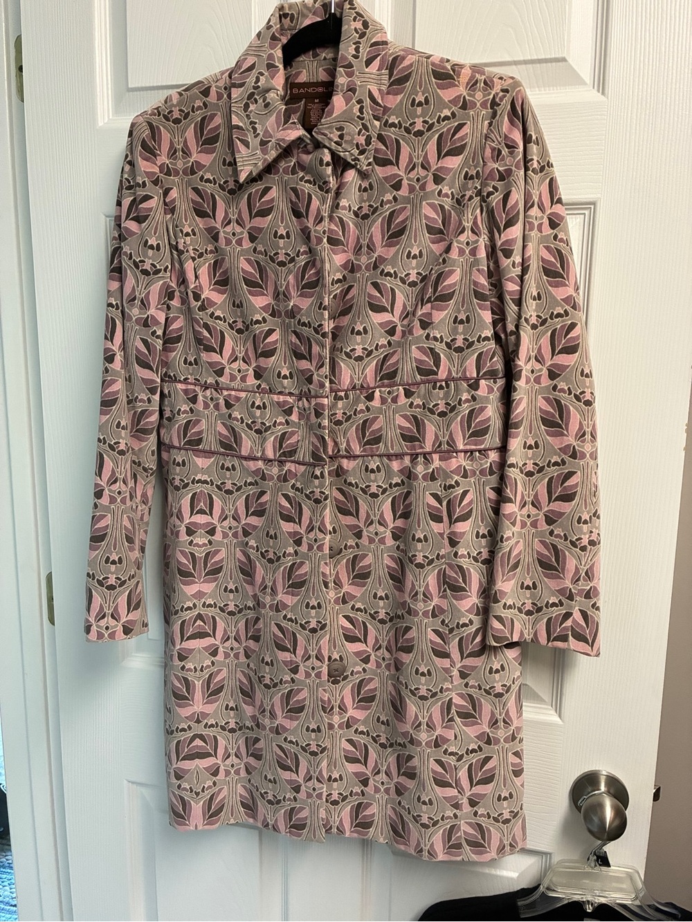 Bandolino Pink and Gray Patterned Trench Coat